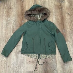 Drop Dead Olive Cropped Parka- Medium